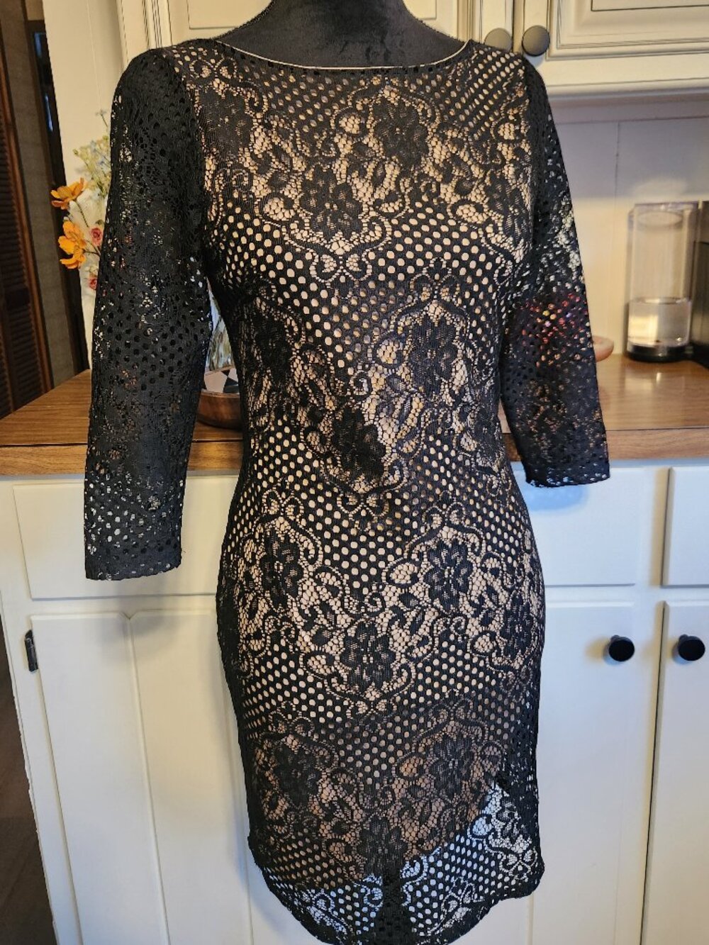Black lace midi dress